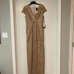 Long Metallic Quartz/Gold Lace Dress